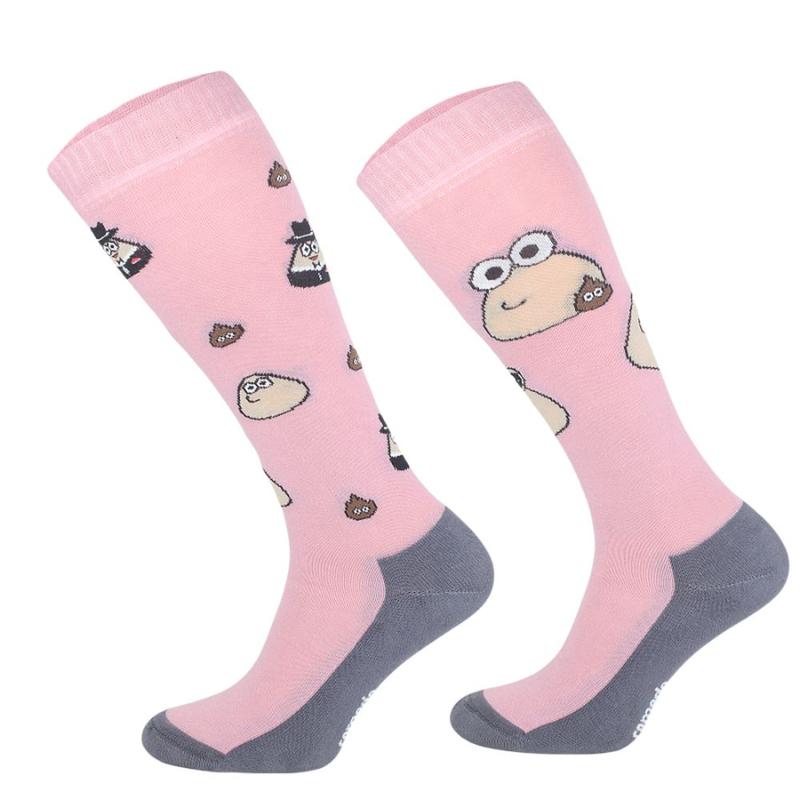 Skarpety Comodo bawełna wzór bladoróżowe w buźki