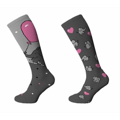 Skarpety Comodo bawełna wzór grafitowo-szare słonie