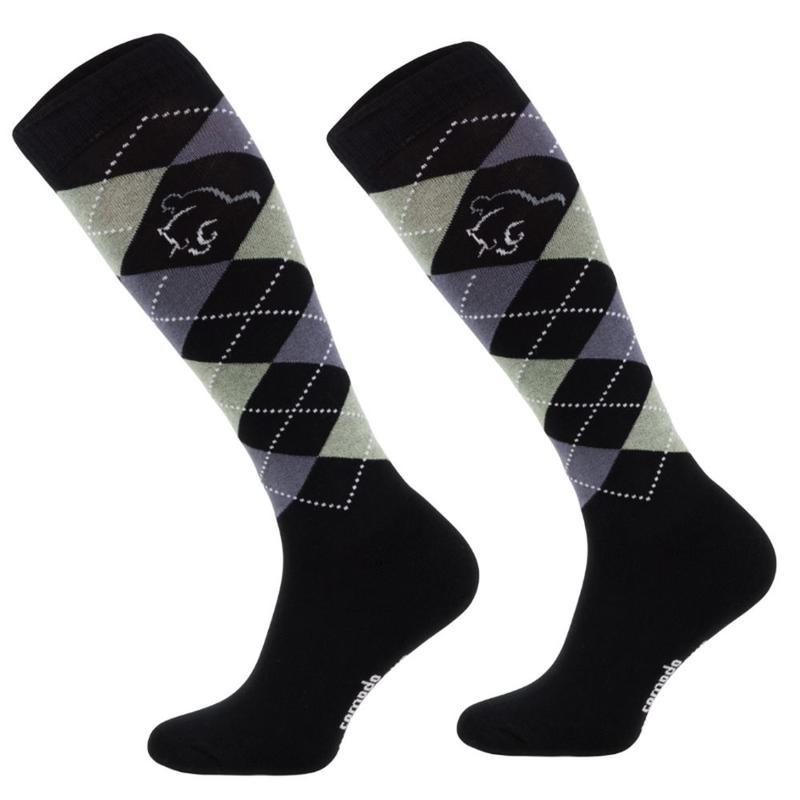 Skarpety Comodo bawełniane w romby czarny-grafitowy-pistacjowy