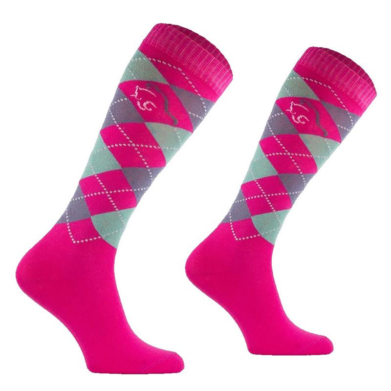 Skarpety letnie Comodo romby różowo-jasnoszaro-miętowe