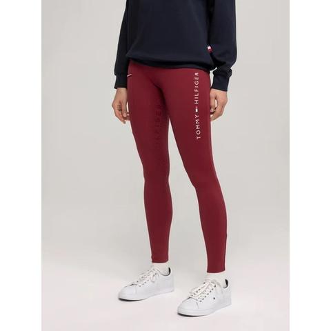 Legginsy damskie zimowe Tommy Hilfiger Equestrian Elmira Rouge, bordowe