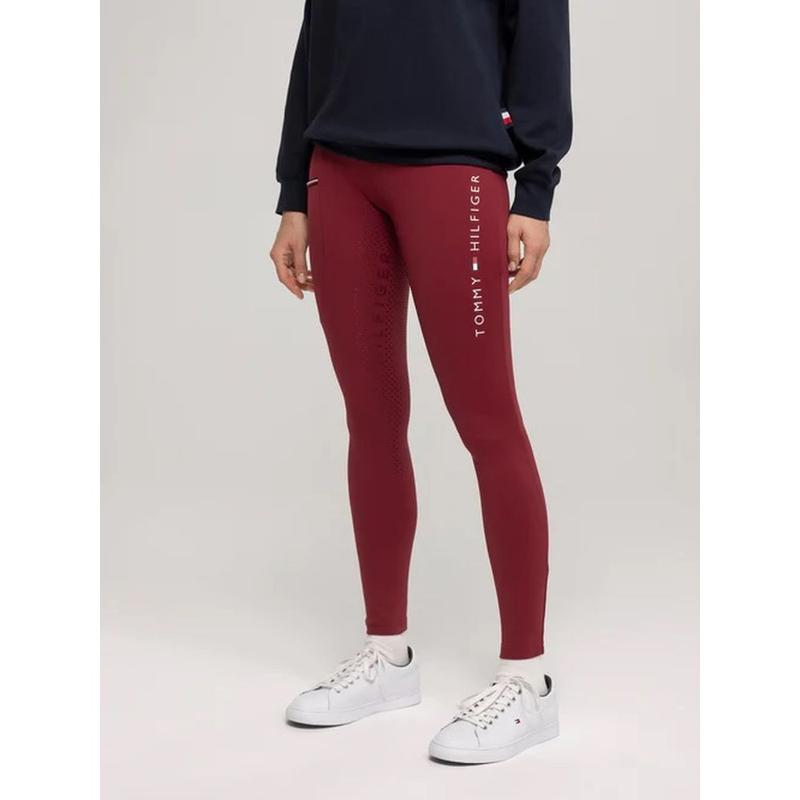 Legginsy damskie zimowe Tommy Hilfiger Equestrian Elmira Rouge, bordowe
