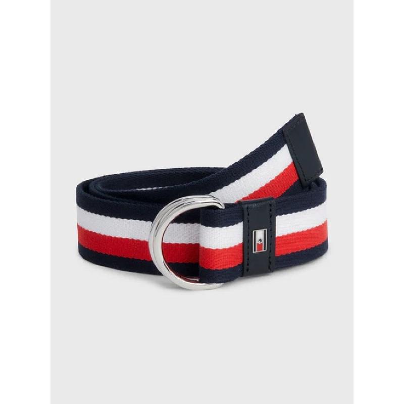 Pasek damski tkany Tommy Hilfiger Equestrian Desert Sky, granatowo-biało-czerwony