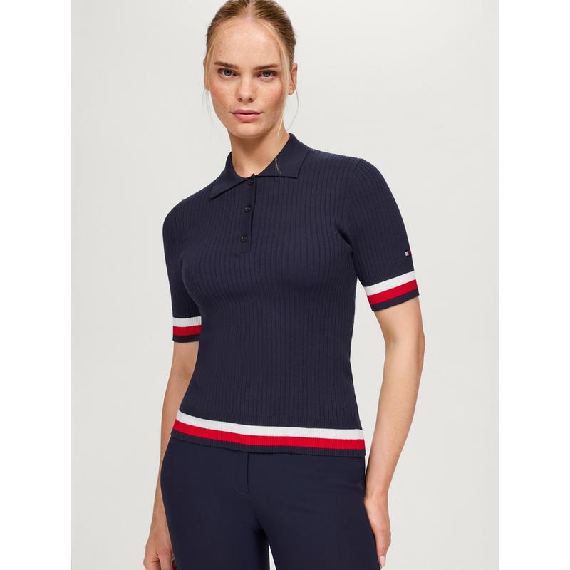 Bluzka polo damska Tommy Hilfiger Equestrian Lenox Longsleeve Desert Sky, granatowa 2025