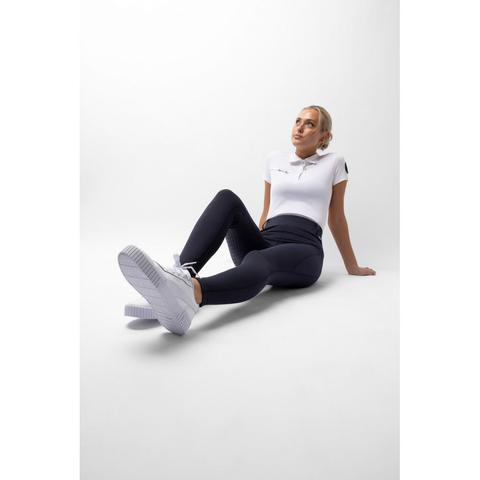 Legginsy damskie zimowe Horze Dea z pełnym lejem silikonowym granatowe