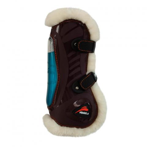 Ochraniacze z futerkiem eQuick eShock FluidGel Fluffy Velcro przód brązowe