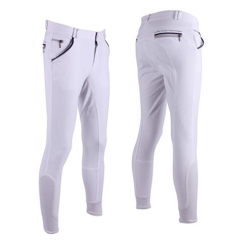 Bryczesy męskie QHP Jason lej silikonowy full white, białe