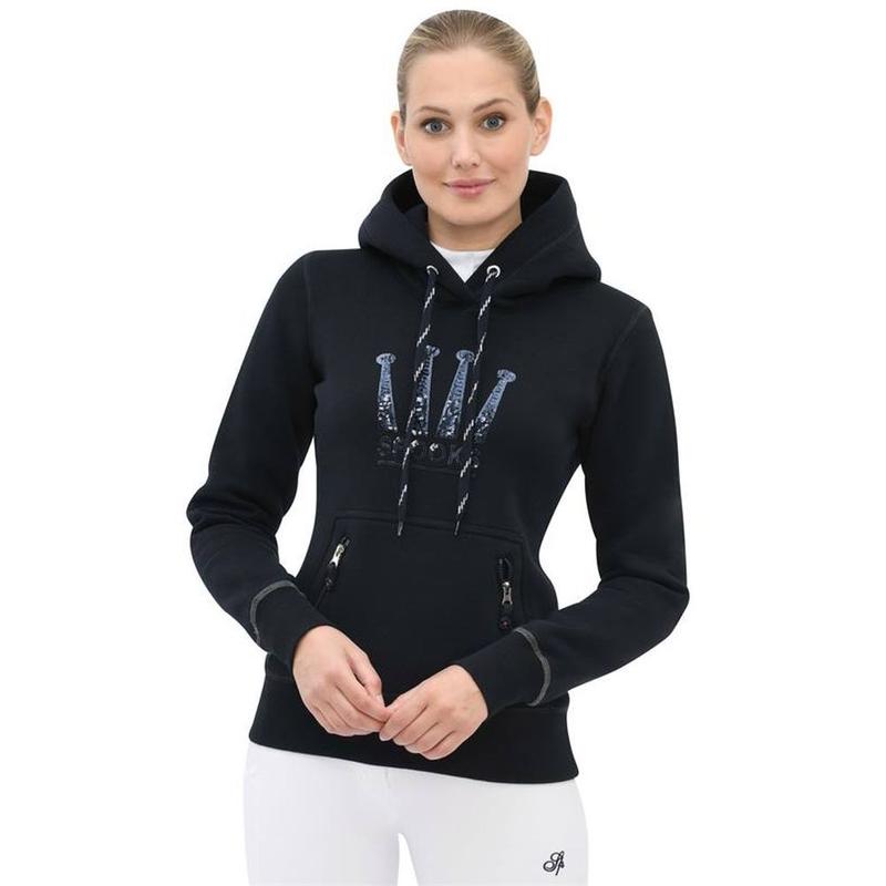 Bluza damska z kapturem Spooks Crown Sequin Hoody Navy, granatowa