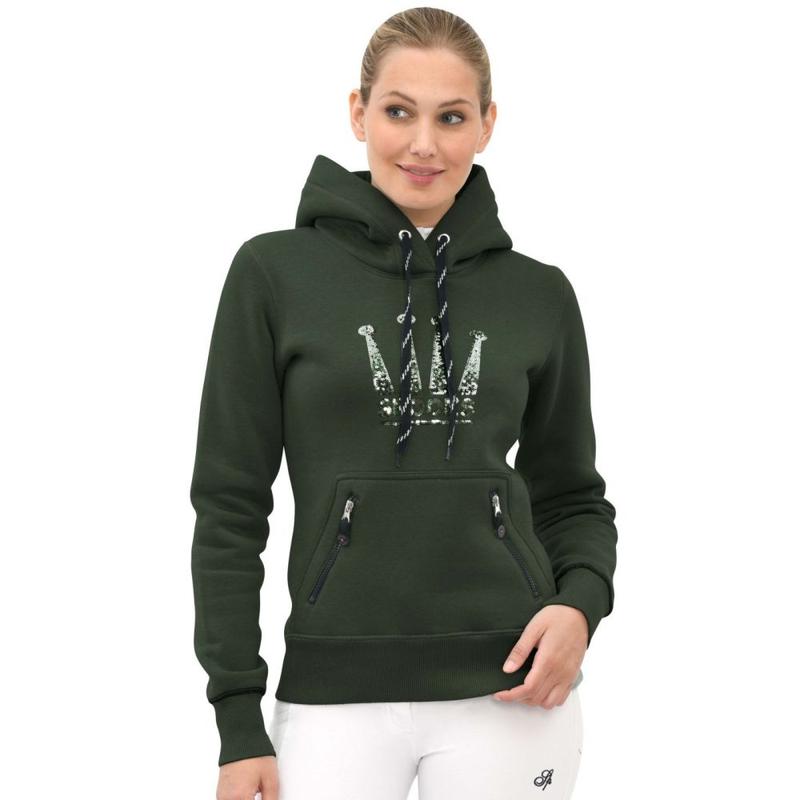 Bluza damska z kapturem Spooks Crown Sequin Hoody Dark Forest, zielona