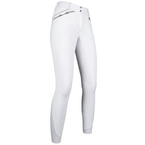 Bryczesy damskie z silikonem HKM Piemont Elements białe