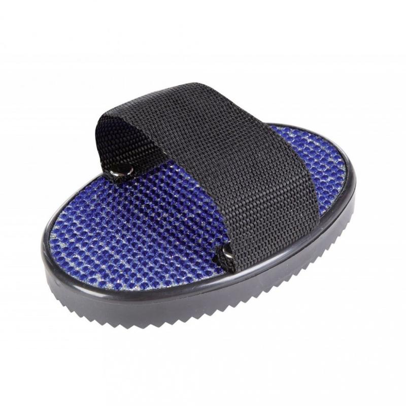 Zgrzebło owalne HKM plastikowe z kryształkami czarno-niebieskie