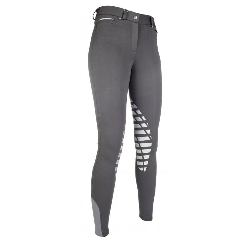 Bryczesy damskie HKM Soft z silikonem szare