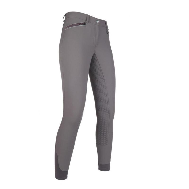 Bryczesy damskie z silikonem HKM Velluto Eva szare