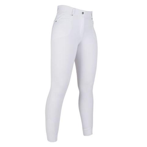 Bryczesy damskie HKM 5 Pockets silikon białe