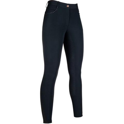 Bryczesy damskie z silikonem HKM Rosegold Glamour granatowe