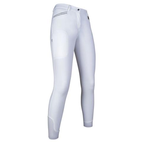 Bryczesy damskie z pełnym lejem silikonowym HKM Mondiale Eva białe