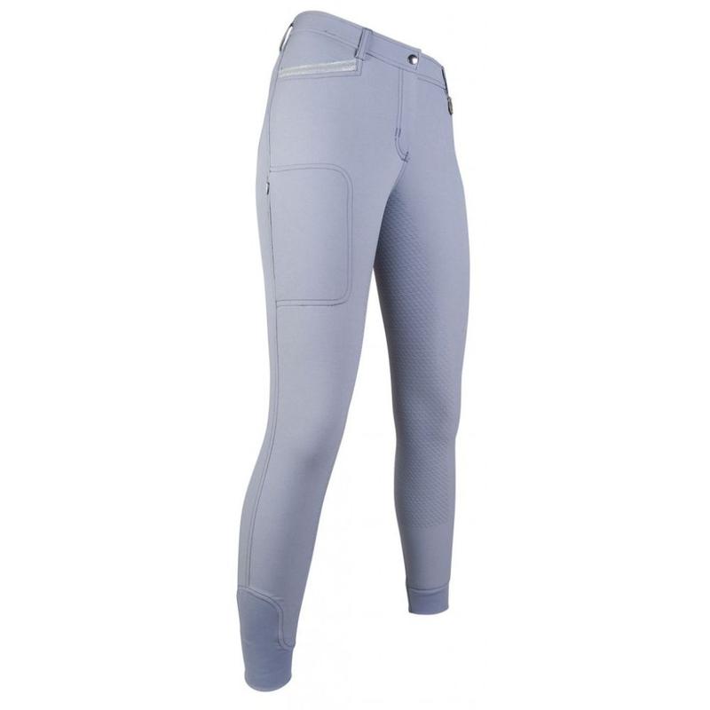 Bryczesy damskie z pełnym lejem silikonowym HKM Mondiale Eva szare