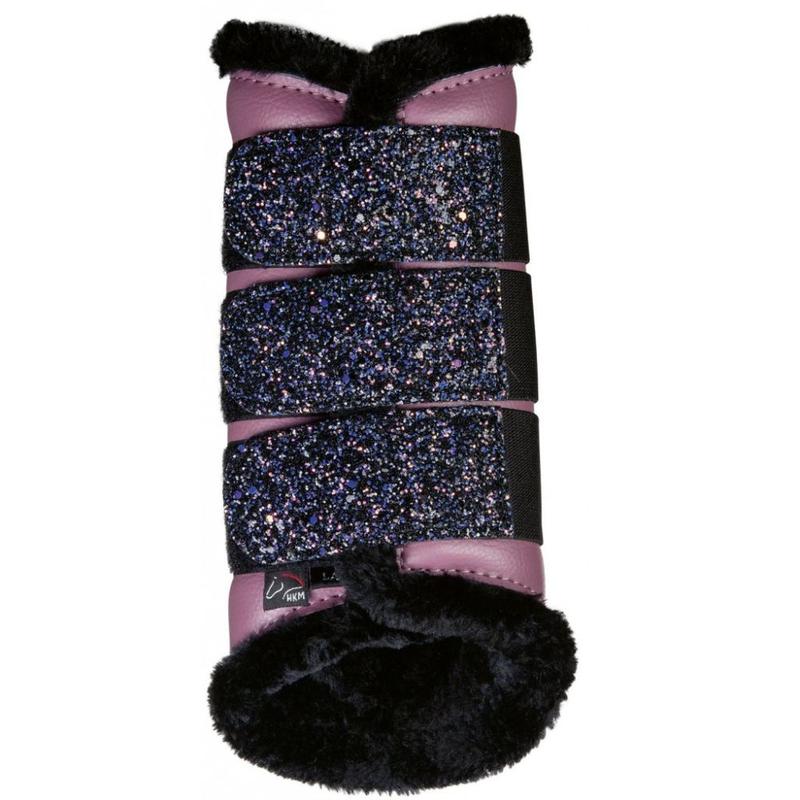 Ochraniacze HKM Sparkle z futerkiem lawendowe