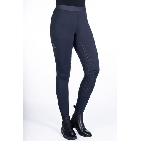 Legginsy damskie HKM Bella z silikonem granatowe