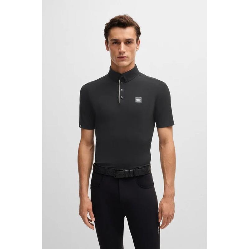 Koszulka polo męska Boss Equestrian Matt Black, czarna