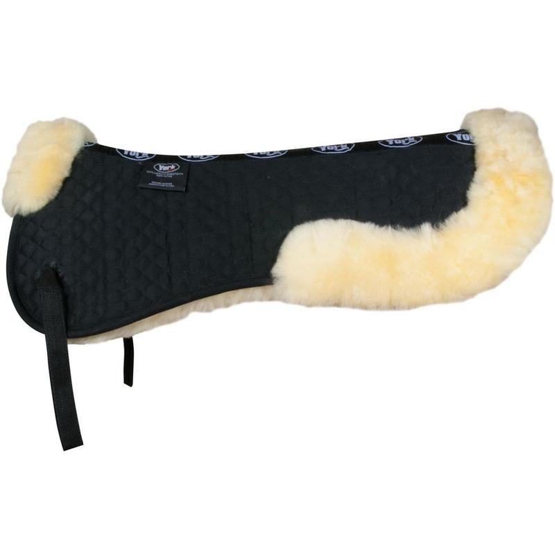 Podkładka York z futrem owczym czarno-naturalna