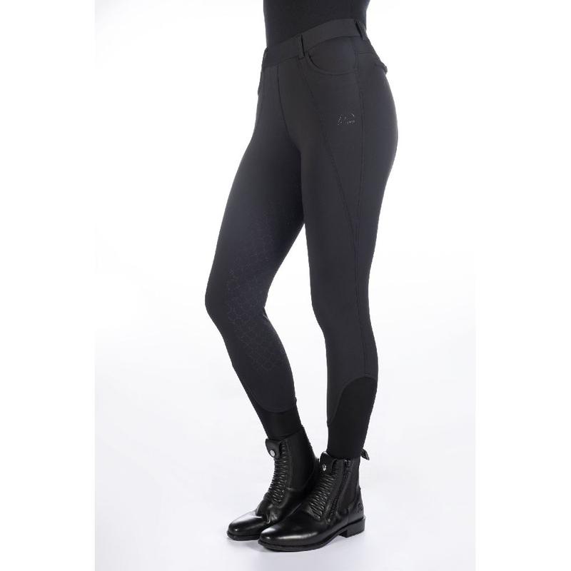 Legginsy damskie zimowe HKM Rosewood z lejem silikonowym czarne