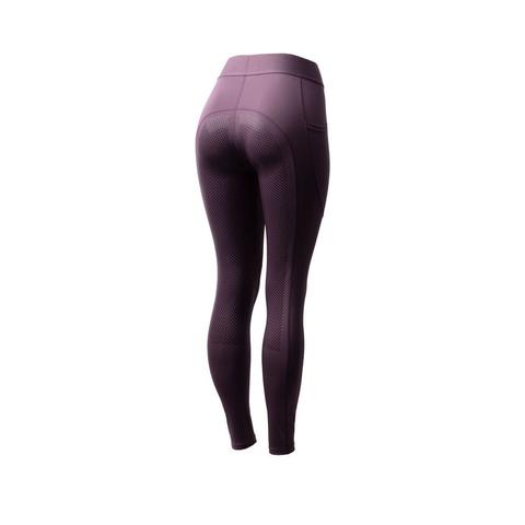 Legginsy damskie z silikonem Horze Maia z pełnym lejem fioletowe