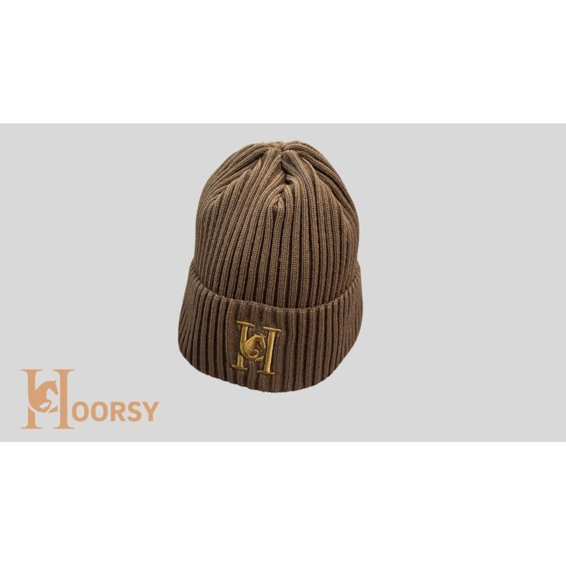 Czapka zimowa Hoorsy Sand, beżowa złote logo