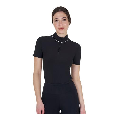 Koszulka polo damska Equestro Black, czarna