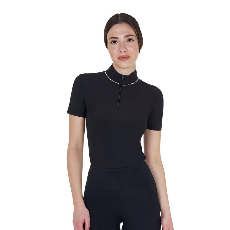 Koszulka polo damska Equestro Black, czarna
