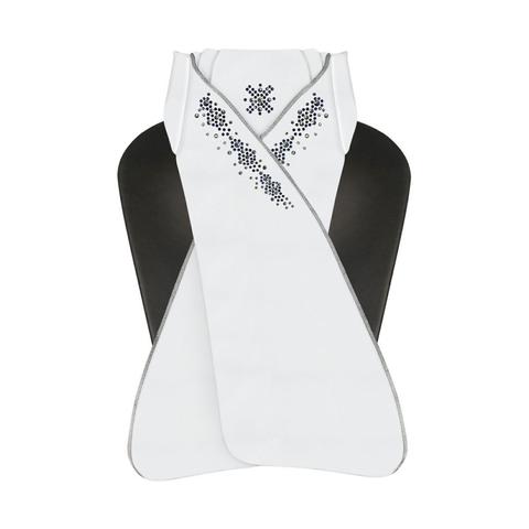 Plastron FP Selene biały z granatowo-białymi kryształkami