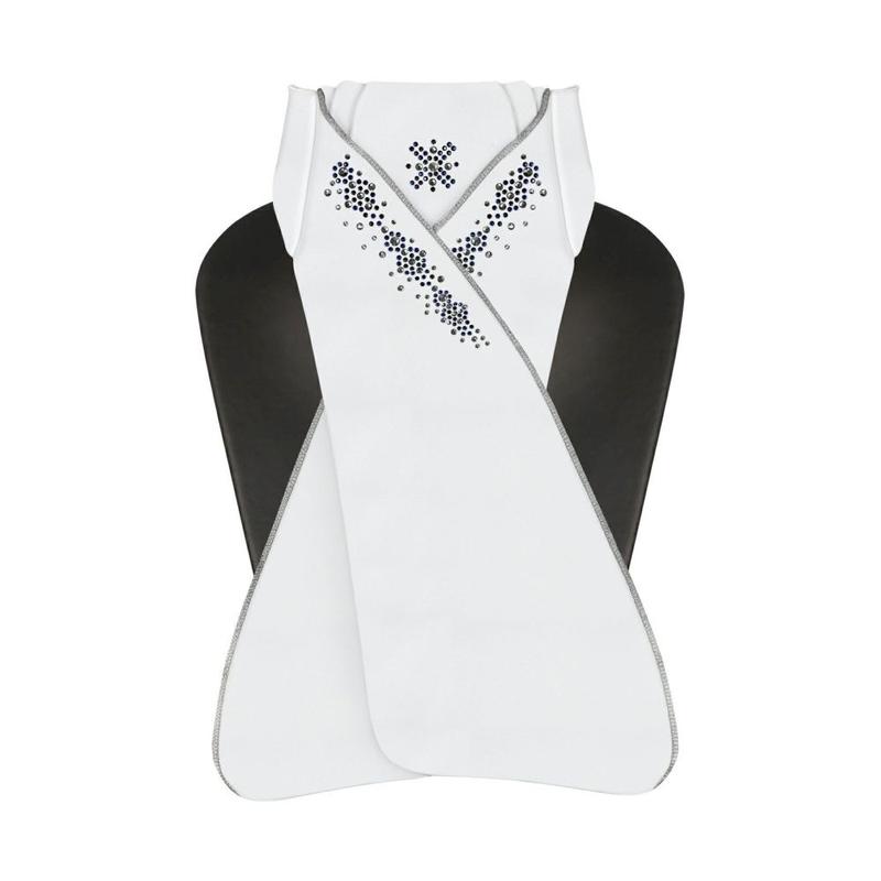 Plastron FP Selene biały z granatowo-białymi kryształkami