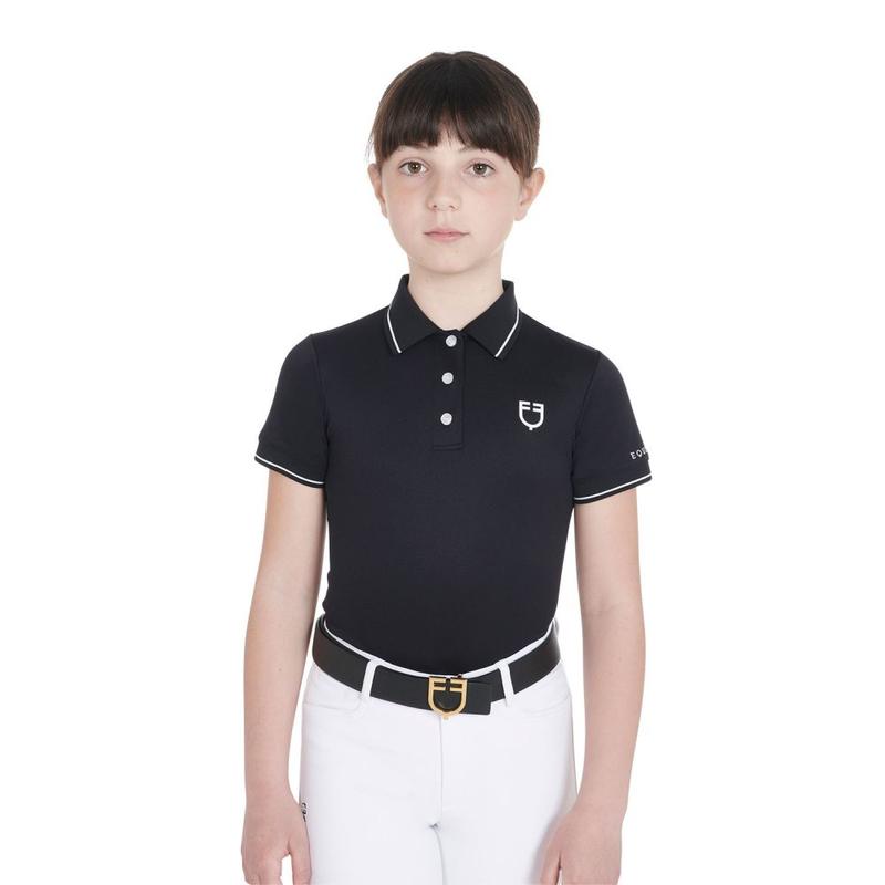 Koszulka młodzieżowa polo Equestro Black, czarna