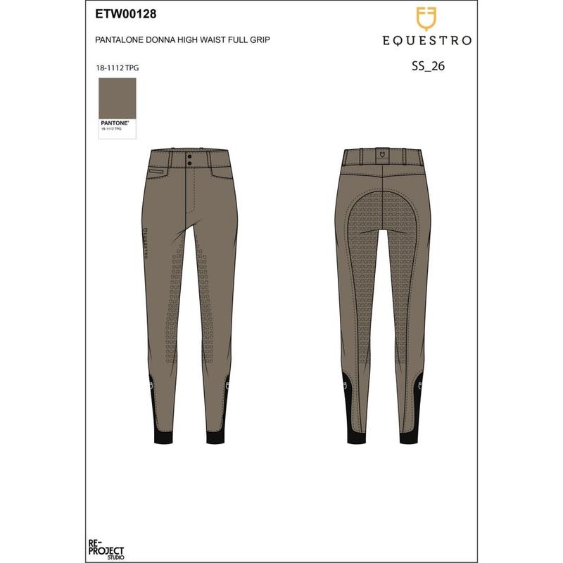 Bryczesy damskie Equestro z wysokim stanem Walnut, beżowe