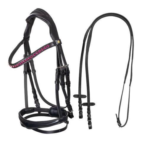 Ogłowie amatomiczne AmaHorse czarno-fuksjowe