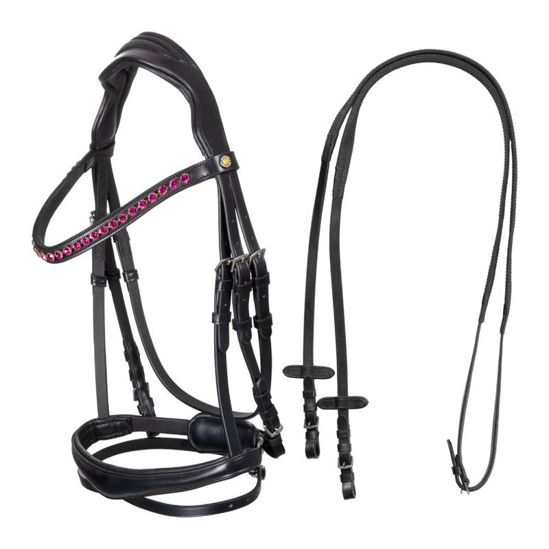 Ogłowie amatomiczne AmaHorse czarno-fuksjowe