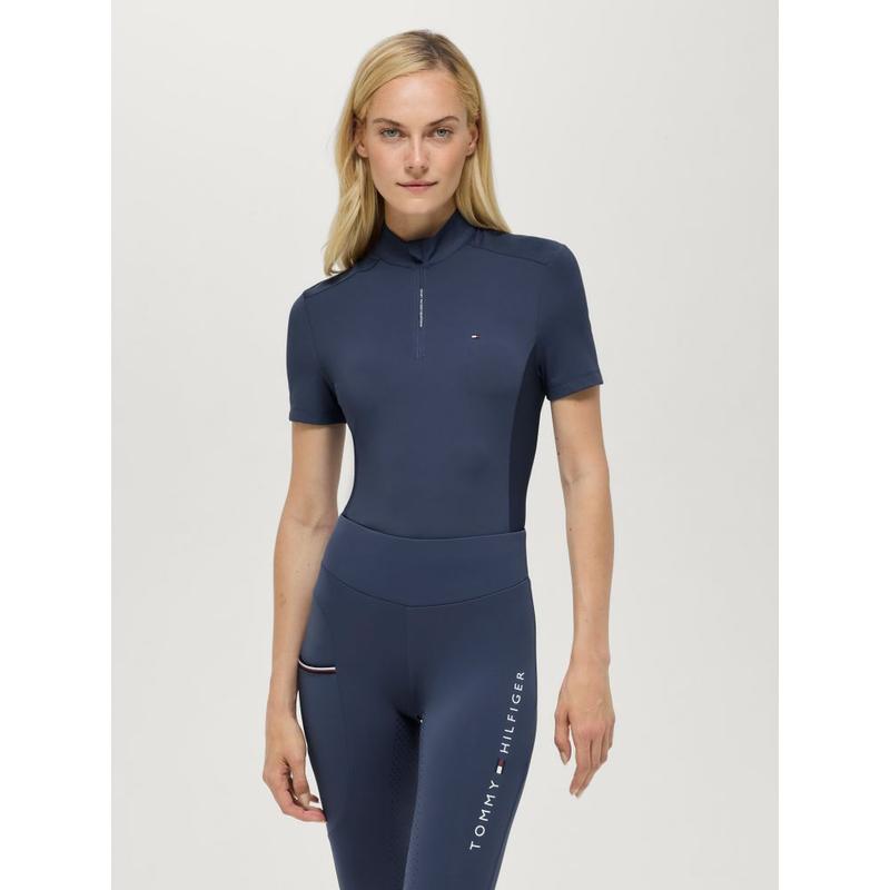 Koszulka damska Tommy Hilfiger Equestrian Palma Faded Indigo, niebieski 2026