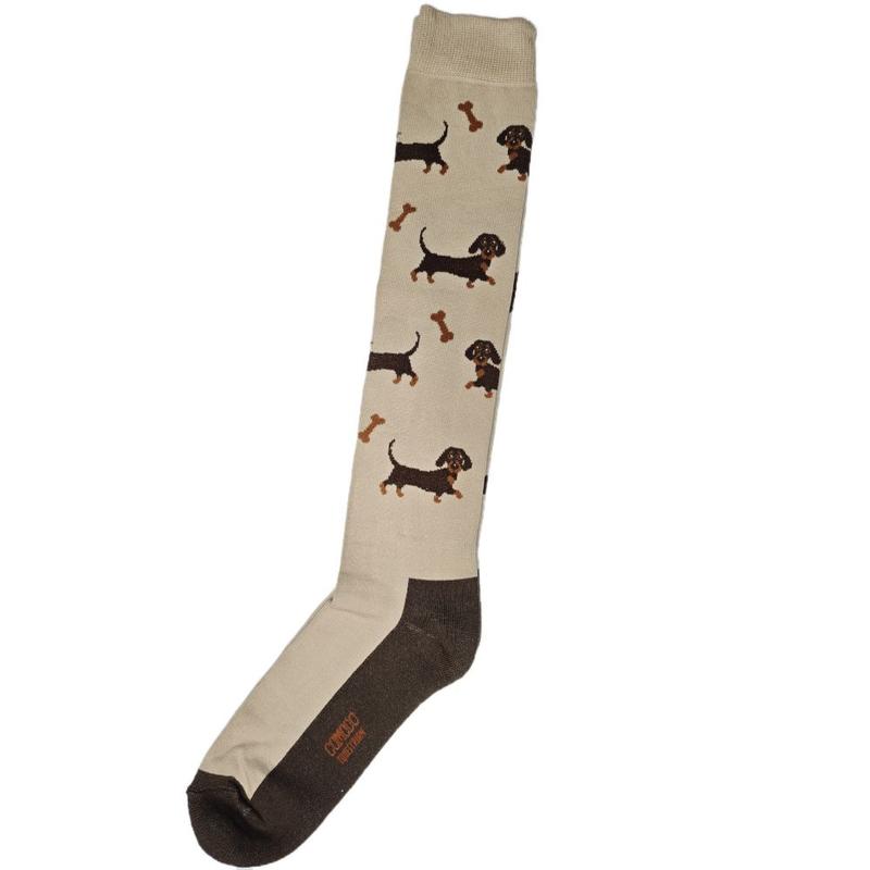 Skarpety Comodo bawełna wzór beżowe w jamniki