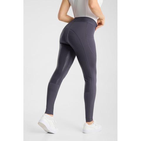 Legginsy damskie z silikonem Horze Maia z pełnym lejem szarofioletowy