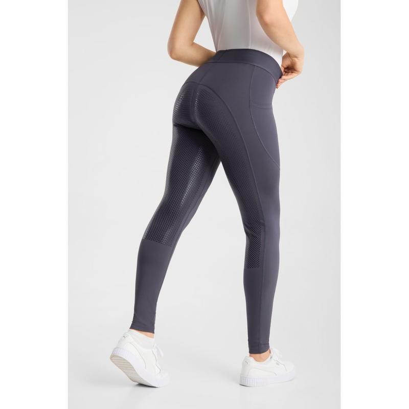 Legginsy damskie z silikonem Horze Maia z pełnym lejem szarofioletowy