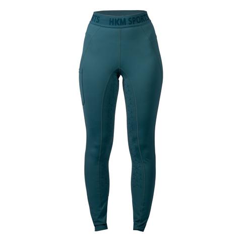 Legginsy młodzieżowe HKM Tabea z lejem silikonowym petrolowe