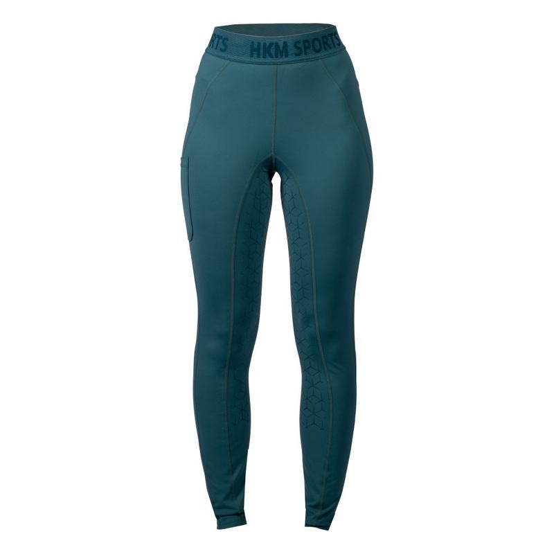 Legginsy młodzieżowe HKM Tabea z lejem silikonowym petrolowe
