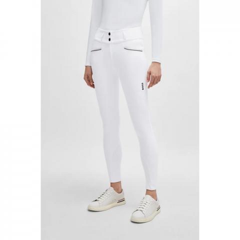 Bryczesy damskie Boss Equestrian Hailey pełen lej silikonowy White, białe