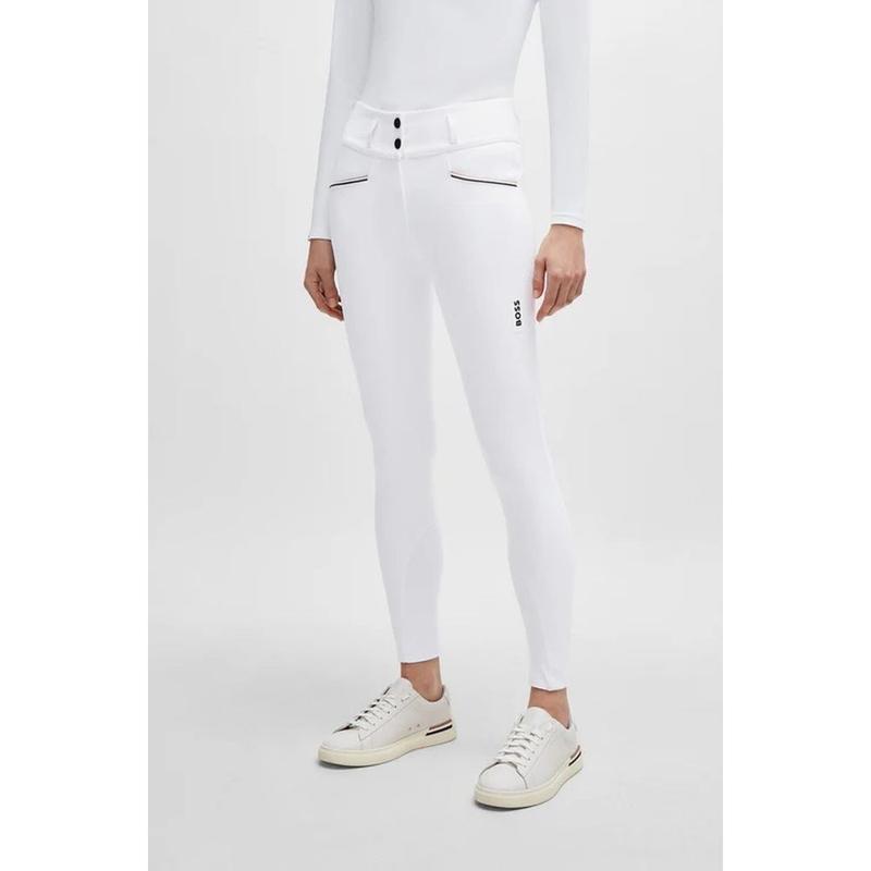 Bryczesy damskie Boss Equestrian Hailey pełen lej silikonowy White, białe