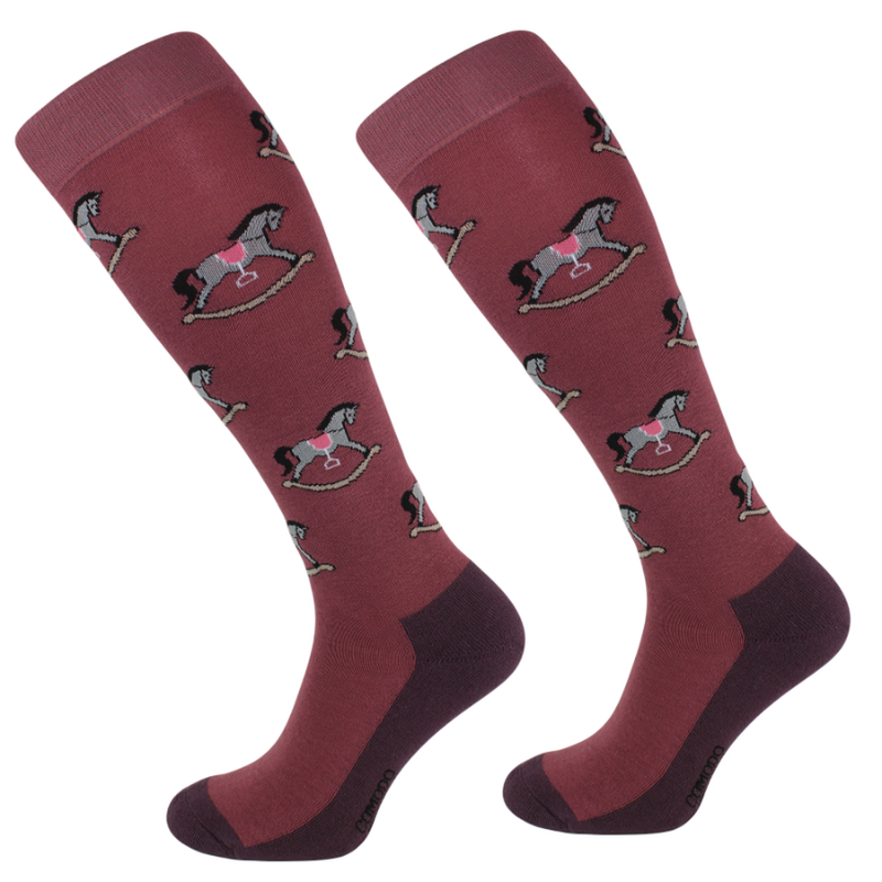 Skarpety Comodo bawełna wzór bordowe w koniki na biegunach