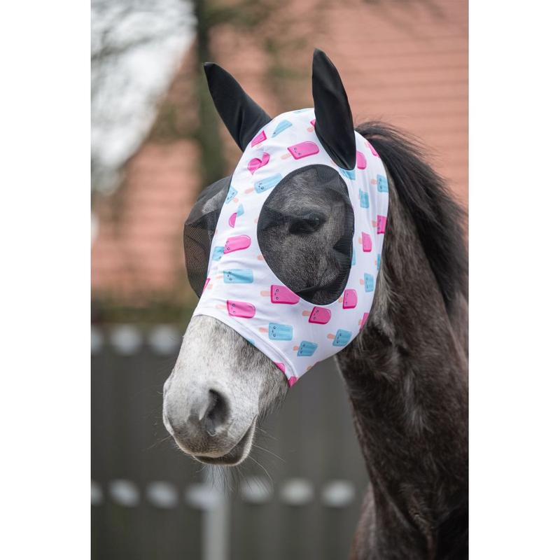 Maska siatkowa HKM Ice-Cream biało-różowo-niebieska