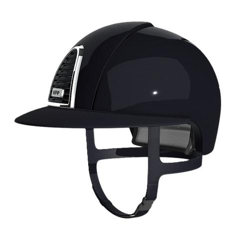 Kask Kep Cromo 2.0 - szeroki daszek - srebrna ramka z granatową kratką z granatowym tłem - granatowy połysk