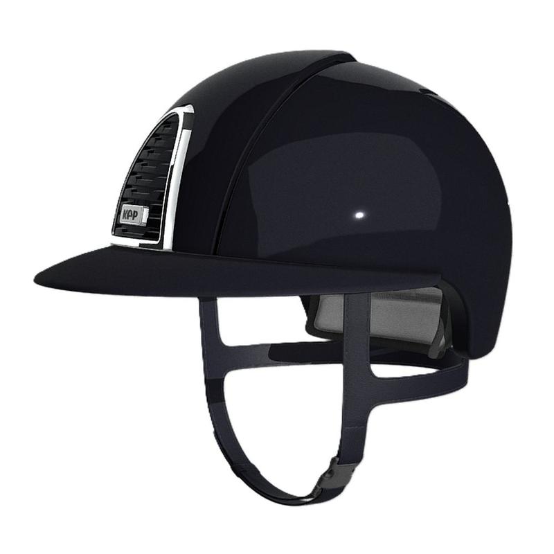 Kask Kep Cromo 2.0 - szeroki daszek - srebrna ramka z granatową kratką z granatowym tłem - granatowy połysk