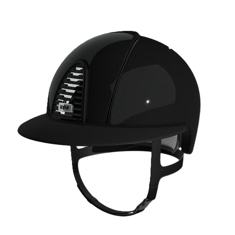 Kask Kep Cromo 2.0 - szeroki daszek - czarna ramka z czarną kratką ze srebrnym tłem - czarny połysk