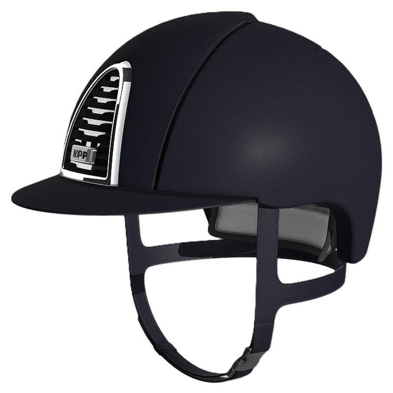 Kask Kep Cromo 2.0 - wąski daszek - srebrna ramka z granatową kratką ze srebrnym tłem - granatowy mat